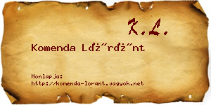 Komenda Lóránt névjegykártya